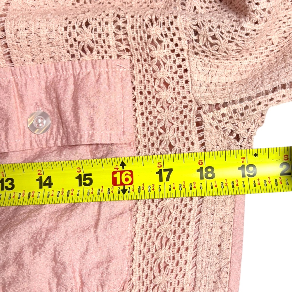Southern Grace Light Pink Lace Button-Down Shirt S Romantic - Picture 7 of 8